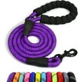 thumbnail image 1 of LAICAIW Rope Dog Leash 6 FT with Comfortable Padded Handle, Highly Reflective Threads Dog Leash for Large Dogs, 1/2 inch, Purple, 1 of 7