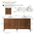thumbnail image 6 of Vanity Art 72" Double Sink Bathroom Vanity Cabinet, Freestanding Storage Cabinet with Engineered Marble Top, Undermount Sinks, Drawer, and Shelve, 6 of 6