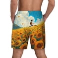 thumbnail image 4 of Uemuo Clear Sky Sunflower Pattern Mens Swim Trunks Quick Dry Board Shorts with Mesh Lining, Stretch Beach Shorts Quick Dry No-Chafing Board Shorts-Medium, 4 of 9