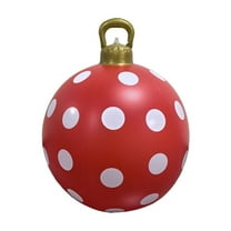24Inch Giant PVC Inflatable Christmas Decorated Ball Ornaments Outdoor Large Xmas Blow Ball Decorations for Christmas Themed Porch Lawn Yard Holiday Party Ornaments(Polka Dot Style,Red)
