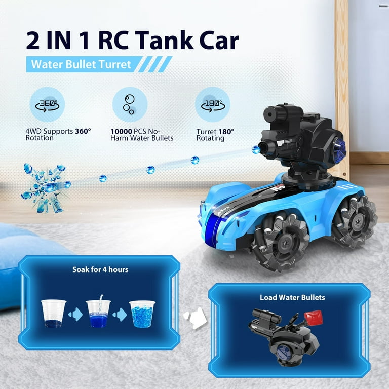 Brano RC Tank Car Toy, Infrared RC Stunt Car Shooting Water