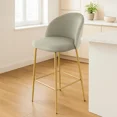 thumbnail image 2 of Silla Alta Terciopelo Taupe con Patas Doradas - Banco para Barra Moderno y Elegante Silla Alta para Cocina, Bar y Comedor, 2 of 6