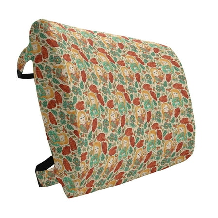 

Floral Lumbar Pillow Pattern with Young Girls with Cats and Birds Poppies Leaves Rowan Berries Art Soft Back Cushion for Office Chairs with Adjustable Straps 14 x 13 Multicolor by Ambesonne