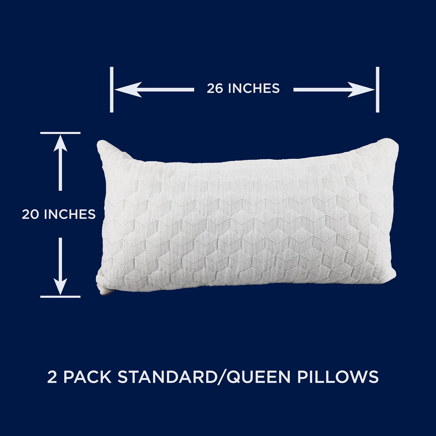 Southern Textiles 2 Pack Quilted Bed Sleeping Pillow Standard/Queen 20in x 26 inch Made in USA