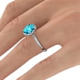 thumbnail image 3 of 2.50 ctw Blue Topaz Ring with Diamonds 14K White Gold Flower Vintage Halo, 3 of 6