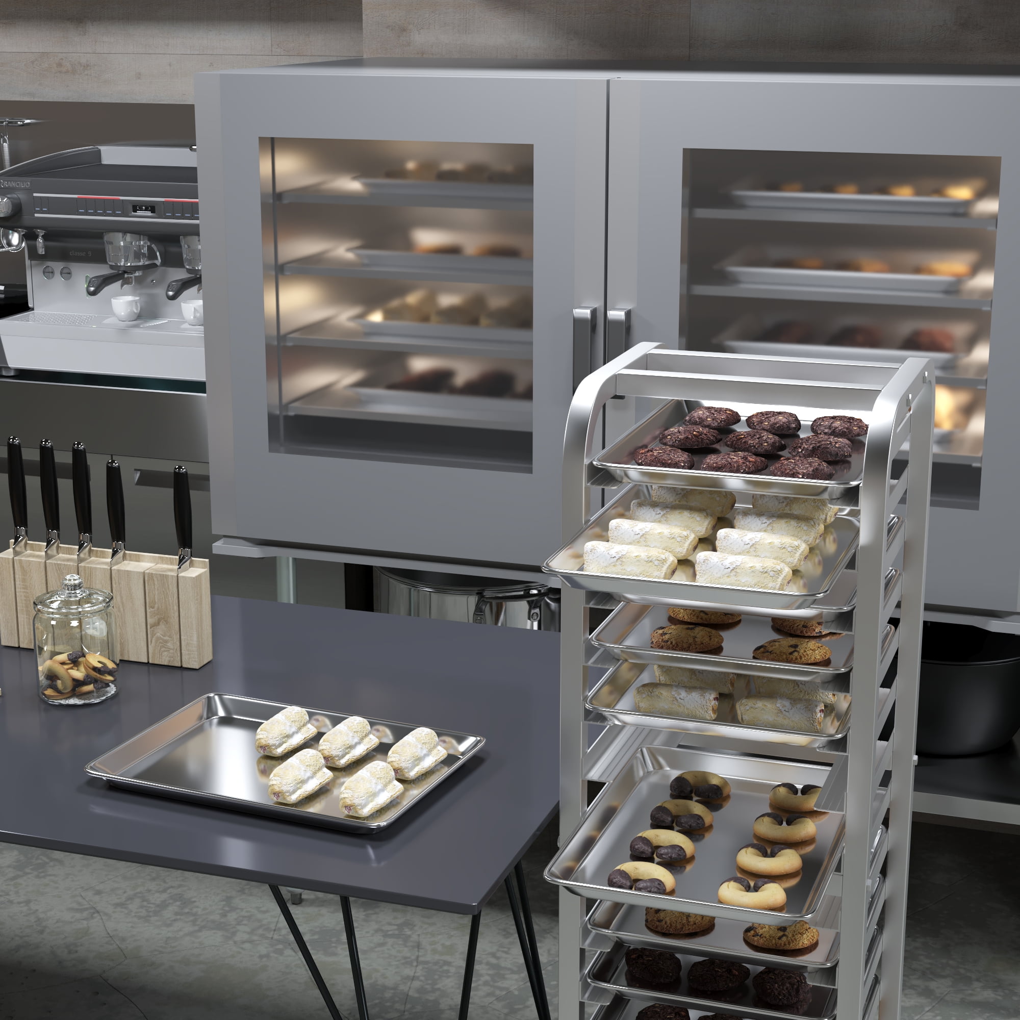 Pack of 12 | Size 13 in. x 18 in. Half Size Aluminum Bun / Sheet Pan | Ideal for baking, roasting, cooling, prepping, or storing – a must-have in restaurants, bakeries, and busy kitchens.