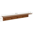 thumbnail image 2 of Kate and Laurel Alta Modern Wall Shelf with Hooks, 36 x 5 x 5, Walnut Brown, Decorative Entryway Shelf with 5 Hanging Hooks, 2 of 8