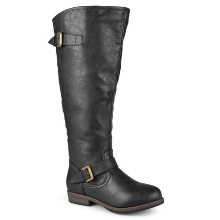 Journee Womens Spokane Extra Wide Calf Stacked Heel Riding Boots