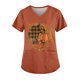 thumbnail image 1 of Camisa de uniforme médico con cuello en V y estampado de calabaza otoñal para mujer con bolsillos, 1 of 3