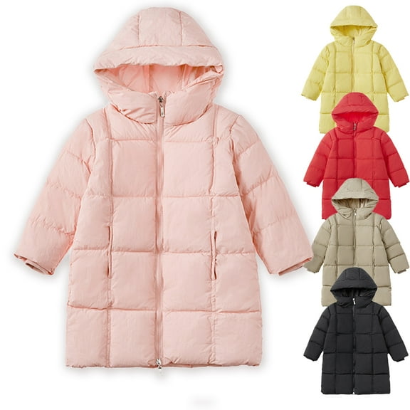 URMAGIC 3-8Y Child Padded Hooded Long Puffer Jacket Toddler Little Boy Girls Thicken Parka Down Coat