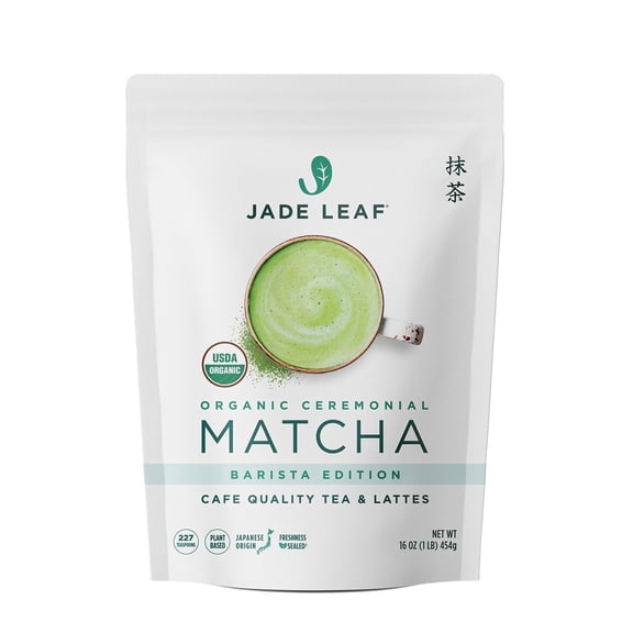 Jade Leaf Organic Ceremonial Grade Matcha Powder, Barista Edition, 16 oz Bag