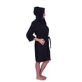 thumbnail image 3 of Puffy Cotton Teen / Petite Unisex Hoodie Bath Robe 100% Natural Soft Cotton - Black, 3 of 7