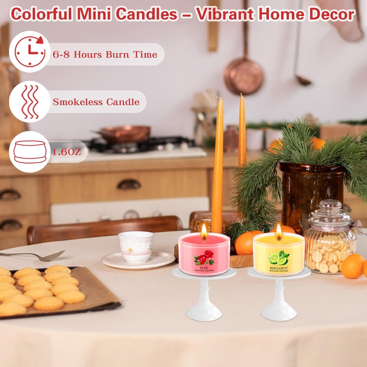 20 Pack Scented Candles, 1.6oz Mini Jar Holiday Gift Set with 10 Fragrances & Colors, Natural Soy Wax for Valentine's Day, Home, Party Decor, Candle Gifts for Women, Her, Mom