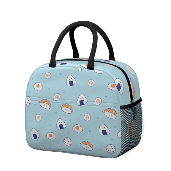 Lunch Bag Lunch Box for Women Reusable Insulated Lunch Bags,Water-Resistant Sushi Print Cooler Lunch Tote Bag, Large Capacity for Work Travel Picnic