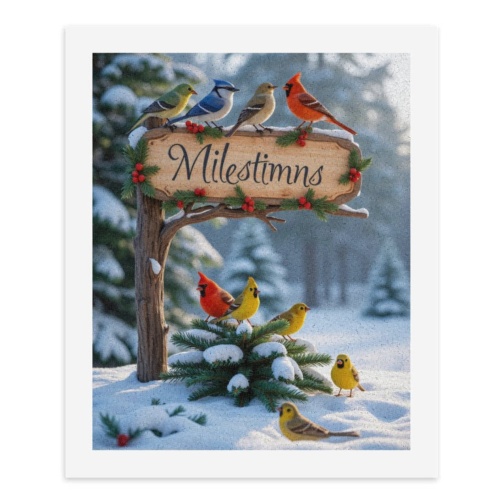 Paint By Numbers Kit for Adults Beginner - Snowy Birds Sign Winter Scene DIY Canvas Painting Kits for Adults, Frameless Paint By Number for Adults for Home Wall Decor 16x20 Inch