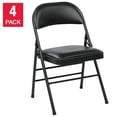 thumbnail image 1 of Office Star Black Vinyl Padded Folding Chair, 4-pack, 1 of 1