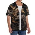 thumbnail image 2 of Gukieu Vintage Metal Dragon Print Men's Short-sleeved Shirts, Button-down Pocket Shirts, T-shirts, Beach Vacation Travel Summer Clothing-Medium, 2 of 5
