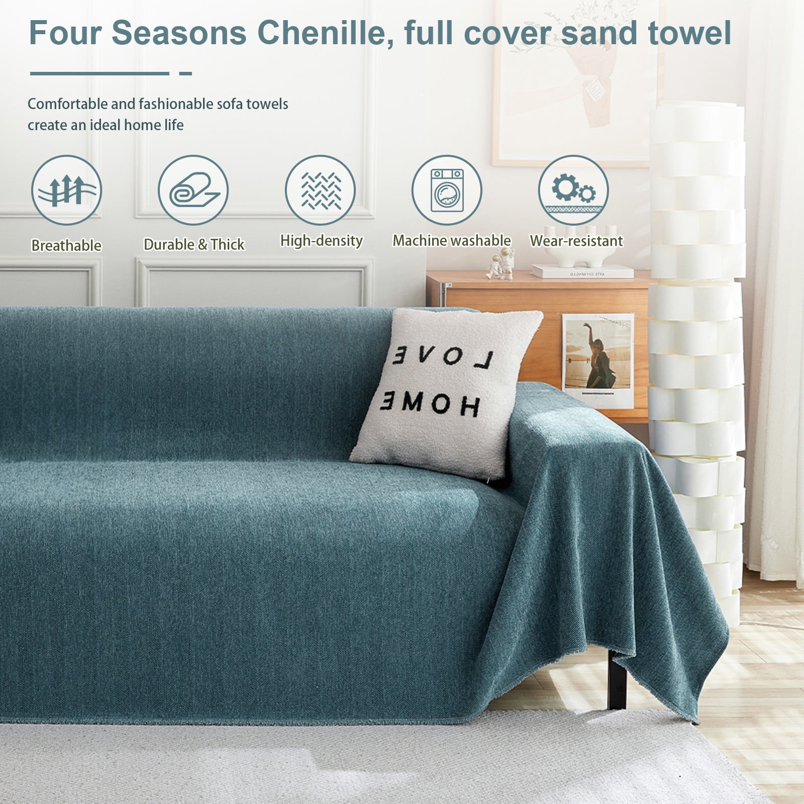 ANMINY Velvet Sofa Slipcover Stretch Couch Cover 1/2/3/4 Seater All-inclusive Protector