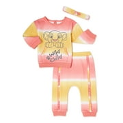 Lion King Baby Girls Sweatshirt and Jogger Pants Set with Headband, 3-Piece