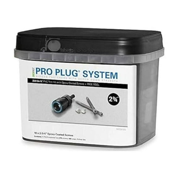Pro Plug System for AZEK Trim - 375pc Kit - Epoxy Steel Screws & Plugs - PVC Plugging Tool Included - For 250ft of Trim - Quick Install