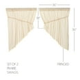 thumbnail image 6 of VHC Brands Tobacco Cloth Collection Farmhouse Kitchen100% Cotton Country Window Curtains-Fringed Prairie Swag Pair, 2 pc Set, Natural, 6 of 8