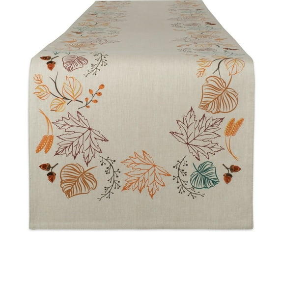 DII Autumn Leaves Embellished Table Runner 14x108"