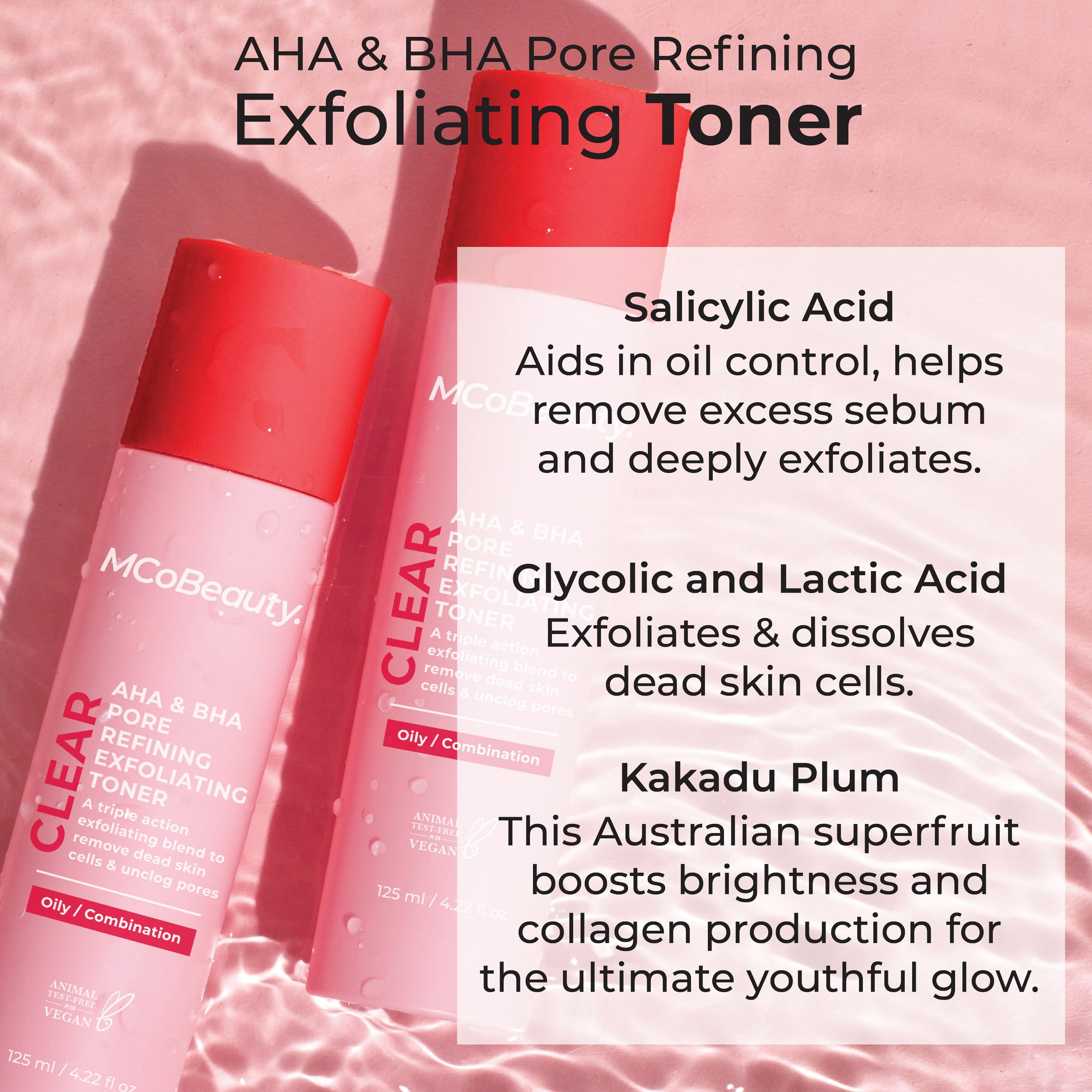 Mco Beauty Tonique exfoliant affinant les pores AHA et BHA