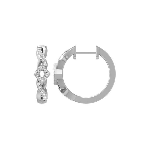 ARAIYA FINE JEWELRY 10K White Gold Round Diamond Hoop Earrings (1/4 cttw, I2-I3 Clarity, I-J Color)
