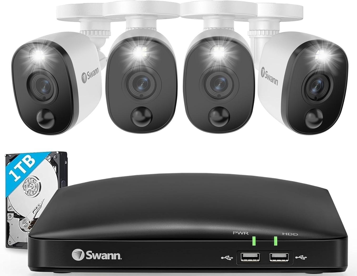 Swann DVR Indoor/Outdoor Security Camera System, 1TB HDD, 4 Bullet