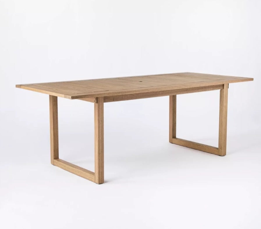 Bluffdale 6 Person Rectangle Wood Patio Dining Table, Outdoor Furniture