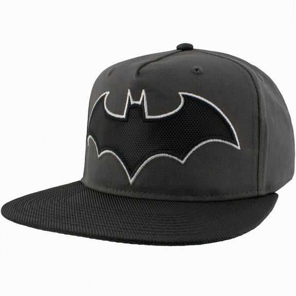 Boy's Batman Snapback Hat with Woven Batman Emblem and Flat Bill