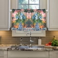 thumbnail image 2 of Yayeee Kitchen Curtains Tier Pair Light Filtering 27"x24" Rod Pocket Short Cafe Window Panel, Blue Flowers, 2 of 7
