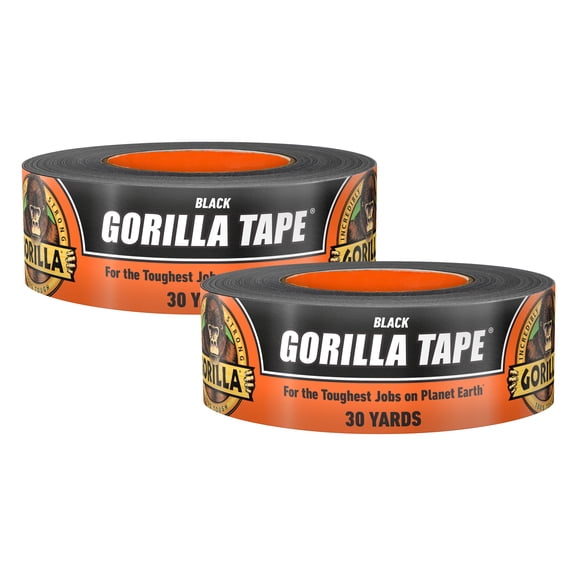 Gorilla Black Tape 30 Yard 2 Pack - 3x Stronger for a Hold that Lasts.
