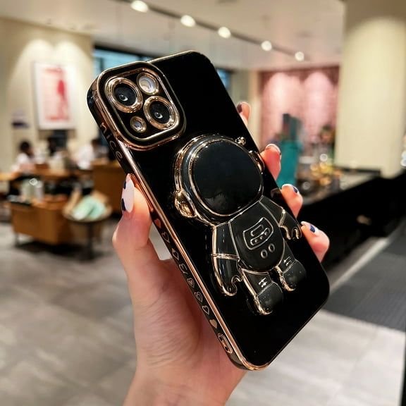 For Apple iPhone 14 Pro Max Case Shockproof Luxury Plating TPU Astronaut Stand Case Cover