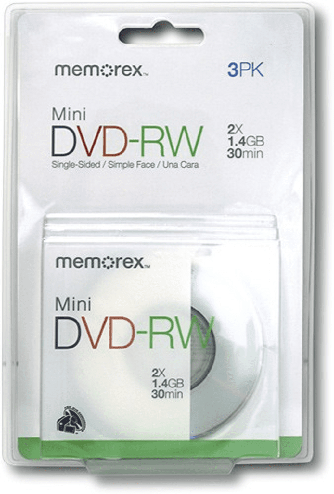 Memorex 32025620 3Pack 2x Mini DVDRW Discs with Jewel Cases