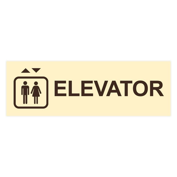 Basic Elevator Sign (Ivory/Dark Brown) - Large