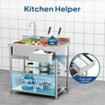 thumbnail image 6 of Ktaxon Utility Sink with Drawer, Stainless Steel Freestanding Kitchen Sink with Hot and Cold Water, Single Bowl Sink w/Storage, Pegboard & Hanging Hook, 6 of 8
