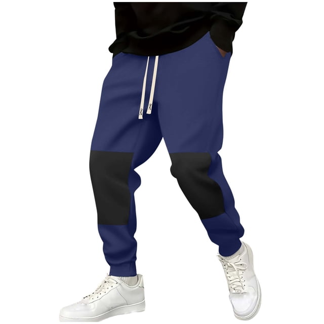 HAiming Color Block Sweatpants for Men Athletic Joggers Workout Gym Running Loose Elastic Waist Track Pant