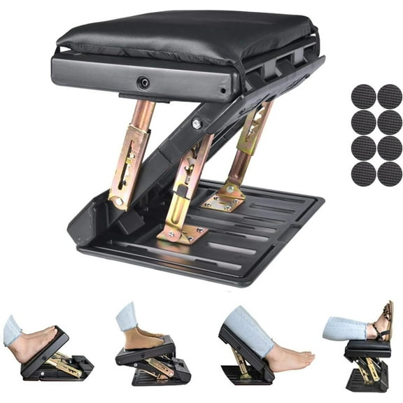 Foot Rest for Under Desk at Work 4-Level Height Adjustable, Ergonomic Foldable Footrest for Office, Gaming,Computer, Soft & Removable Pad Desk Foot Stool Suitable for All Seasons