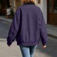 thumbnail image 6 of CHGBMOK Women's Plus Size Collared Bomber Jacket Casual Zip Up Long Sleeve Windbreaker Coat Elastic Cuffs Hem Outerwear with Pockets, 6 of 9