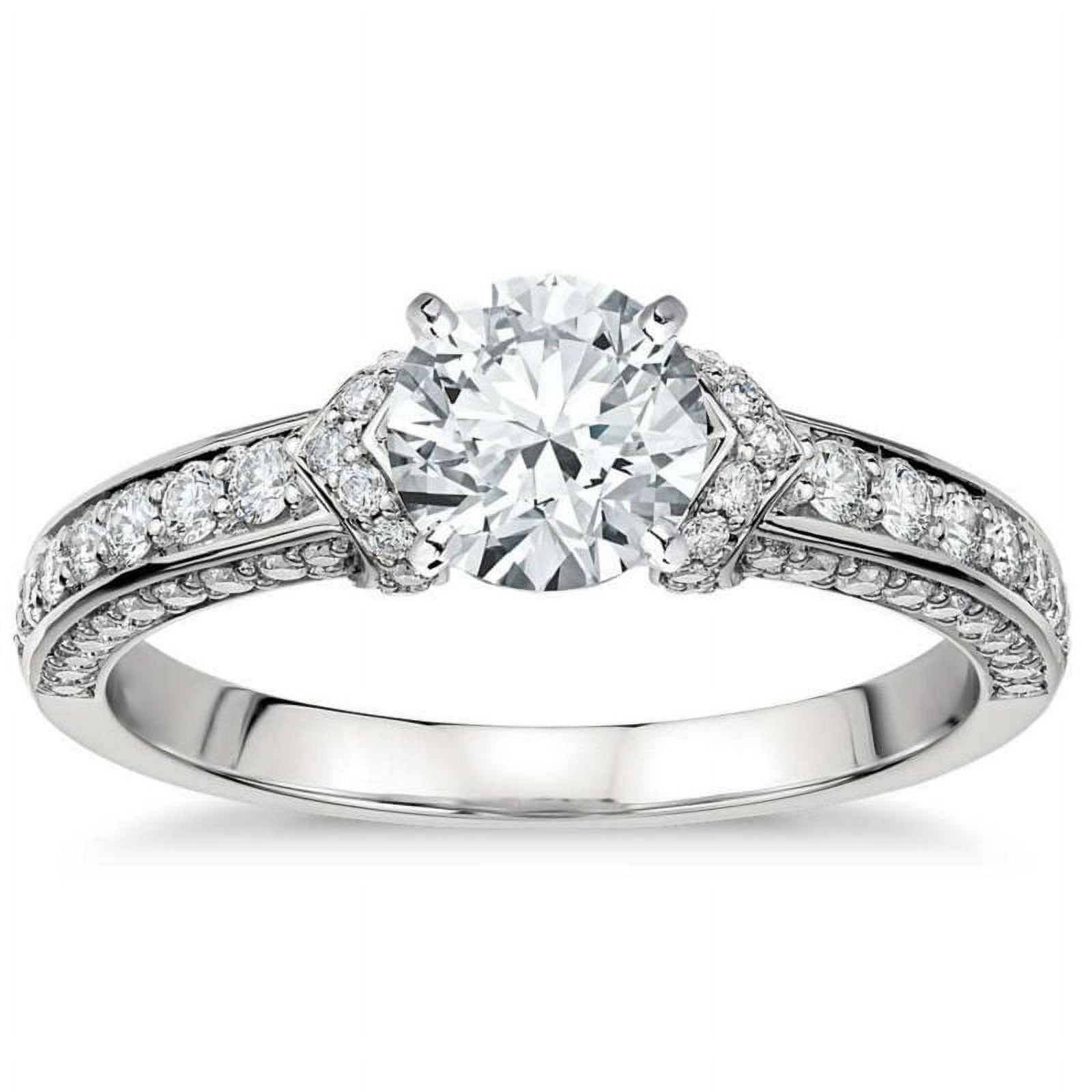 JeenMata Channel Set Perfect Round Cut Lab Grown Diamond Engagement Ring in 10k White Gold