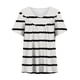 thumbnail image 4 of Qucoqpe - Blusa de talla grande para mujer, estilo informal, con estampado de rayas, cuello en V, manga corta, fruncida, para verano, en liquidación, 4 of 5