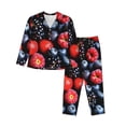 thumbnail image 1 of Balery Variety Of Fruits And Berries Conjunto de Pijama con Estampado para Mujer, Conjunto de Dos Piezas con Manga Larga, Ropa de Dormir Suave con Bolsillos, Pijamas Cómodos-Small, 1 of 7