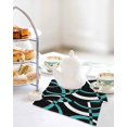 thumbnail image 4 of Turquoise Geometric Kitchen Dish Towels for Drying Dishes Set of 4, Modern Abstract Aesthetic Striped Art Waffle Weave Microfiber Hand Tea Bathroom Towels Quick Dry & Absorbent Towel 12x12, 4 of 7