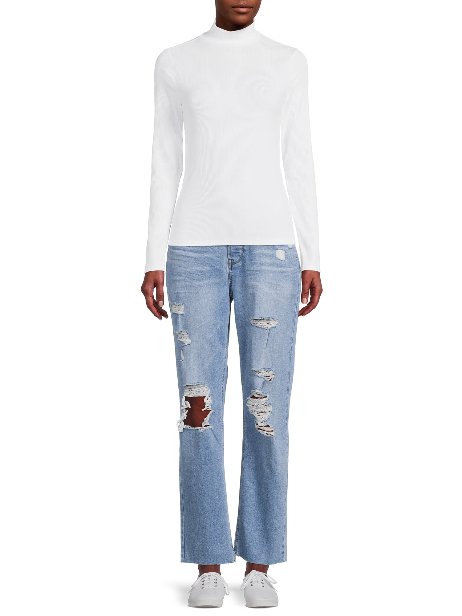 No Boundaries Women's Juniors Long Sleeve Mock Neck Top, Sizes XS-3XL