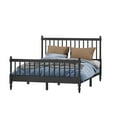 thumbnail image 3 of Queen Size Platform Bed with Gourd Shaped Headboard,Wood Bed Frame With Footboard, Strong Wood Slats Support, No Box Spring Needed, Easy Assembly, Noise Free, Black, 3 of 7