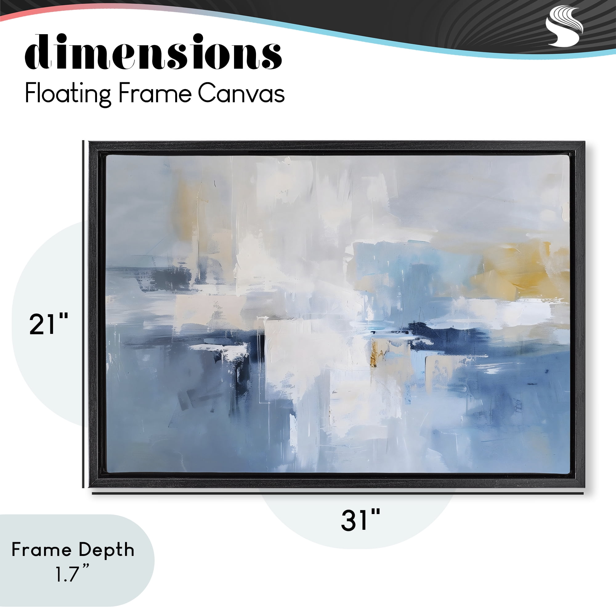 Stupell Industries Blue Sea Mist Horizon Black Framed Floater Canvas Wall Art, design by Creative Studio