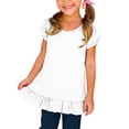 thumbnail image 2 of Chbgutlmr Girls Summer Tops Puff Short Sleeve Crew Neck Ruffled Hem Tunic Tops Casual Loose Comfy Trendy Blouse Tops, 2 of 8