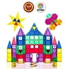 Playmags 100-Piece Magnetic Tiles Building Blocks Set, 3D Magnet Tiles for Kids Boys Girls, Educational STEM Toys for Toddlers