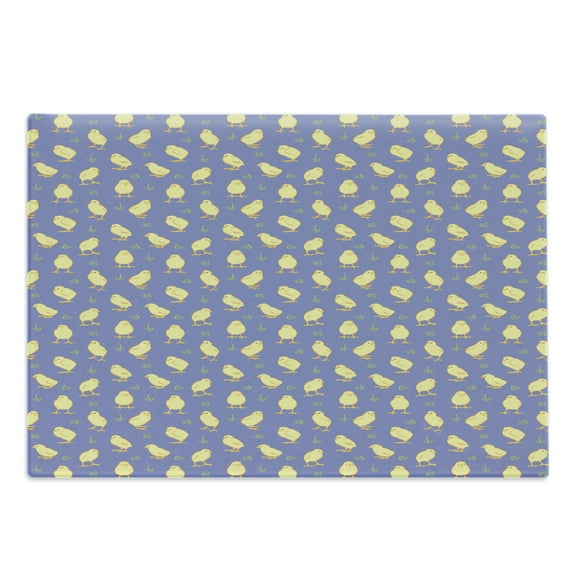 Birds Cutting Board, Pattern of Chicks on a Meadow, Decorative Tempered Glass Cutting and Serving Board, in 3 Sizes, by Ambesonne